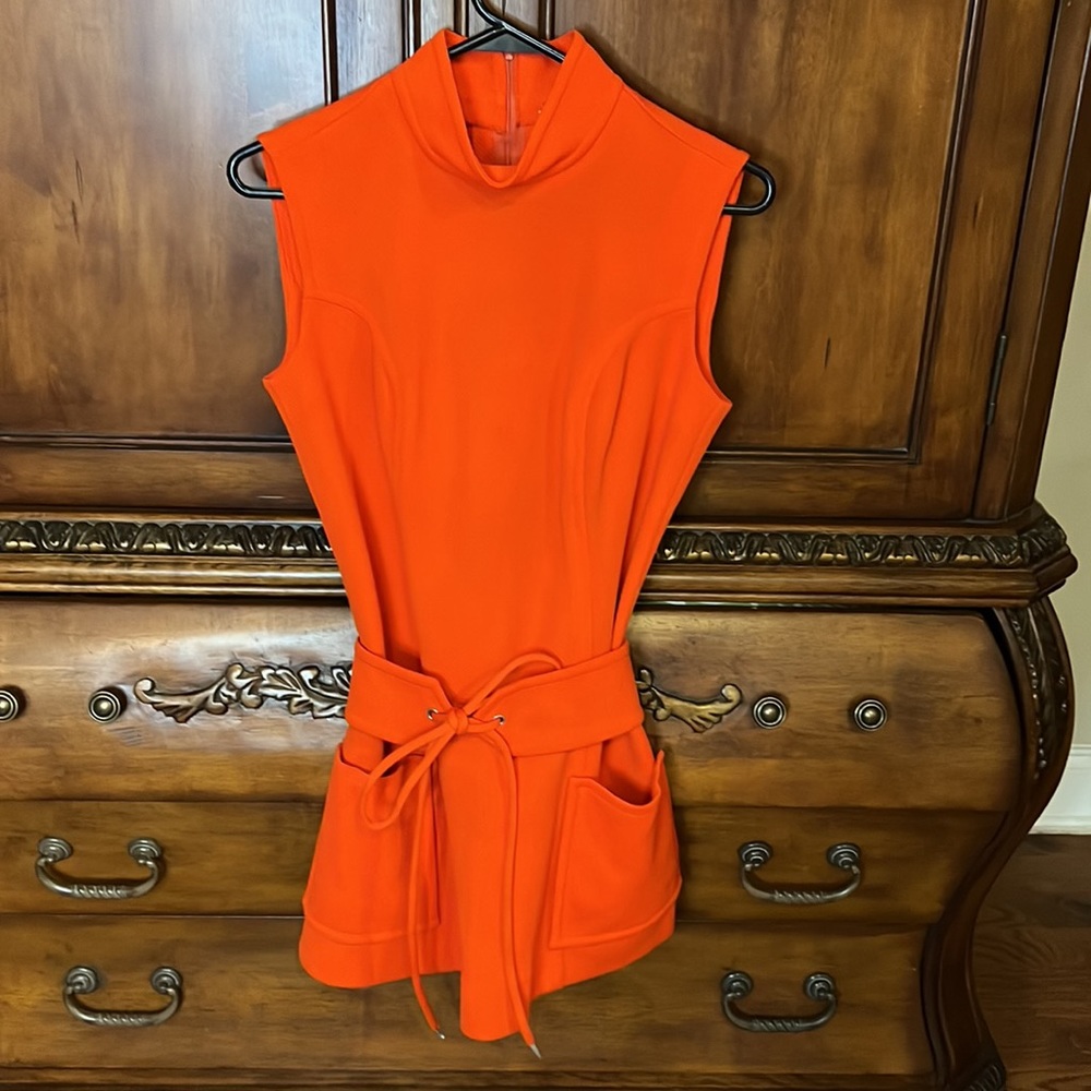 🔥Mini Dress Princess Cut Vintage Union Made 60s 70s Mini Dress in Bright Orange